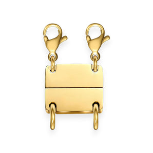 Necklace Layering - Magnetic Stacking Clasp by Amnesia Jewellery UK. Prevent tangled chains with our magnetic necklace layering clasps. Perfect for stacking. Holding up to 3 necklaces, waterproof, tarnish free & easy to use.
