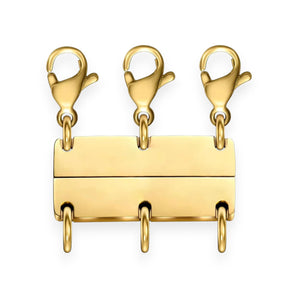 Necklace Layering - Magnetic Stacking Clasp by Amnesia Jewellery UK. Prevent tangled chains with our magnetic necklace layering clasps. Perfect for stacking. Holding up to 3 necklaces, waterproof, tarnish free & easy to use.