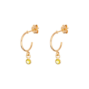 Sterling Silver November Birthstone Hoop Earrings Layered in 9ct Gold