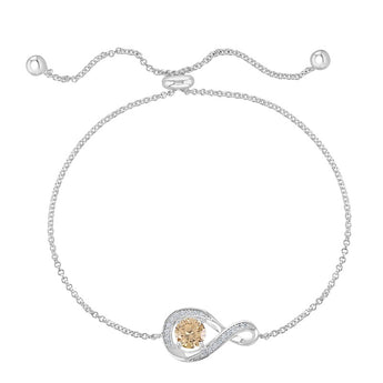 November Birthstone - Topaz CZ Adjustable Silver Bracelet
