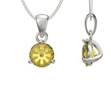 November Birthstone - Topaz CZ Silver Pendant Necklace