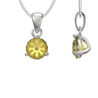 November Birthstone - Topaz CZ Silver Pendant Necklace