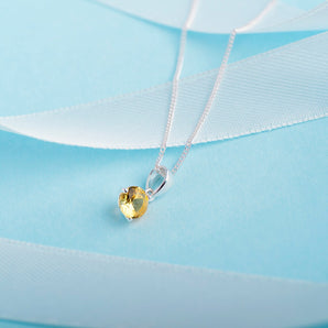 November Birthstone - Topaz CZ Silver Pendant Necklace