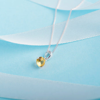 November Birthstone - Topaz CZ Silver Pendant Necklace
