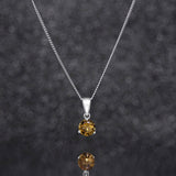November Birthstone - Topaz CZ Silver Pendant Necklace