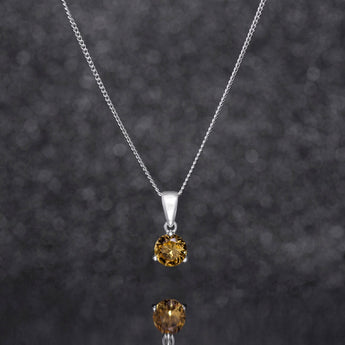 November Birthstone - Topaz CZ Silver Pendant Necklace
