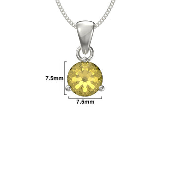 November Birthstone - Topaz CZ Silver Pendant Necklace