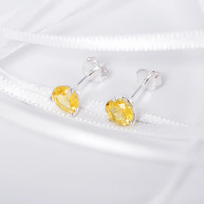 November Birthstone - Topaz CZ Silver Stud Earrings