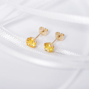 November Birthstone - Topaz CZ 9ct Gold Stud Earrings