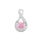 October Birthstone - Pink Tourmaline CZ Silver Infinity Pendant Necklace