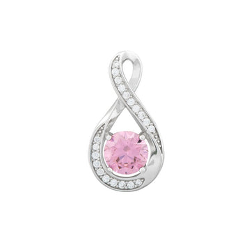 October Birthstone - Pink Tourmaline CZ Silver Infinity Pendant Necklace