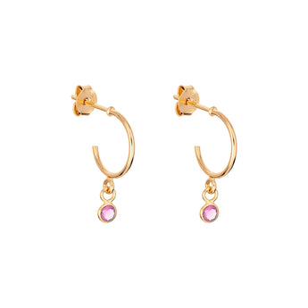 Sterling Silver October Birthstone Hoop Earrings Layered in 9ct Gold