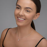 October Birthstone - Pink Tourmaline CZ Silver Pendant Necklace