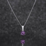 October Birthstone - Pink Tourmaline CZ Silver Pendant Necklace