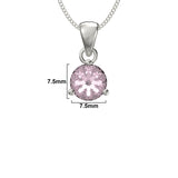 October Birthstone - Pink Tourmaline CZ Silver Pendant Necklace