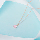 October Birthstone - Pink Tourmaline CZ 9ct Gold Pendant Necklace
