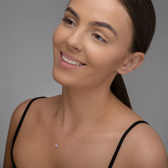 October Birthstone - Pink Tourmaline CZ 9ct Gold Pendant Necklace