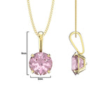 October Birthstone - Pink Tourmaline CZ 9ct Gold Pendant Necklace