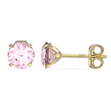 October Birthstone - Pink Tourmaline CZ 9ct Gold Stud Earrings