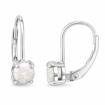 Opal Hinge Drop Silver Earrings