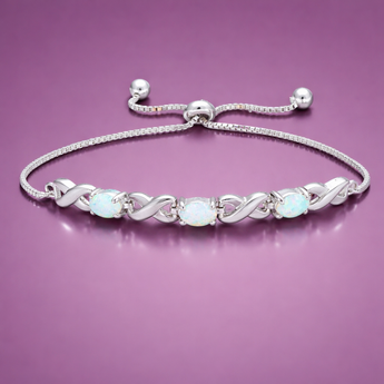 Opal infinity weave bolo bracelet with adjustable slider