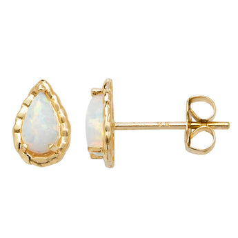 9ct Gold Teardrop Opal Stud Earrings
