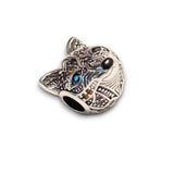 Sterling Silver Fox Charm with Orange CZ