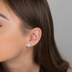 Silver Oval Cubic Zirconia Earrings