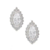 Silver Oval Cubic Zirconia Earrings