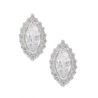 Silver Oval Cubic Zirconia Earrings