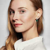 Oval Emerald Cubic Zirconia Fancy Drop Earrings