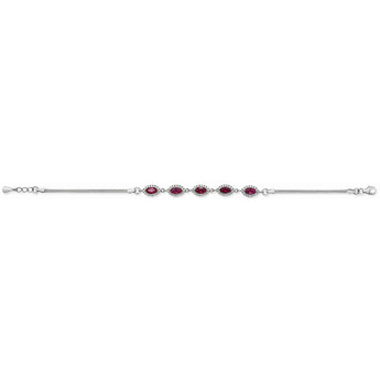 Silver Ruby Cubic Zirconia Bracelet 