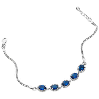 Silver Sapphire Cubic Zirconia Bracelet