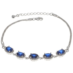 Silver Sapphire Cubic Zirconia Bracelet 