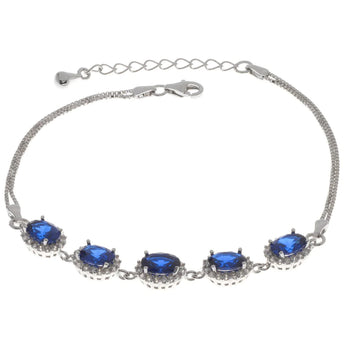 Silver Sapphire Cubic Zirconia Bracelet 