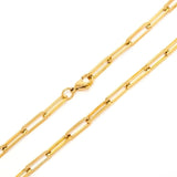 Amnesia Jewellery | Gold Plated Stainless Steel Paperclip Chain Necklace. Our exquisite Daisy Paperclip Chain, available in two stunning finishes: durable stainless steel and luxurious 18ct gold layering. Tarnish Free and Waterproof. Shop now for quality Jewellery/Jewelry!