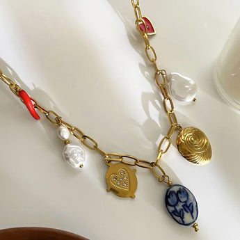 Amelia Charm Pendant Necklace | Amnesia Jewellery UK | Hypoallergenic Gold Plated Stainless Steel Jewellery