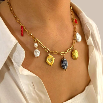 Amelia Charm Pendant Necklace | Amnesia Jewellery UK | Hypoallergenic Gold Plated Stainless Steel Jewellery