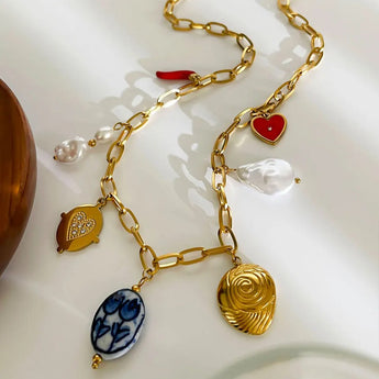 Amelia Charm Pendant Necklace | Amnesia Jewellery UK | Hypoallergenic Gold Plated Stainless Steel Jewellery