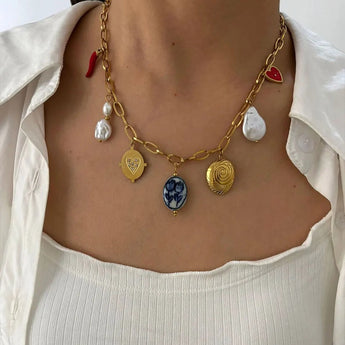 Amelia Charm Pendant Necklace | Amnesia Jewellery UK | Hypoallergenic Gold Plated Stainless Steel Jewellery