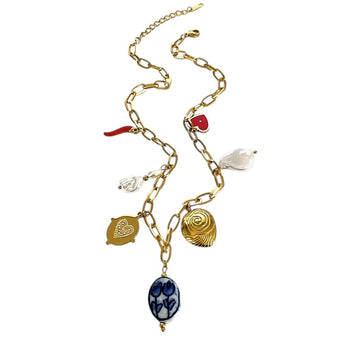 Amelia Charm Pendant Necklace | Amnesia Jewellery UK | Hypoallergenic Gold Plated Stainless Steel Jewellery