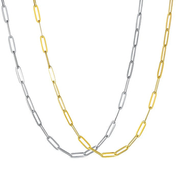 Amnesia Jewellery | Gold Plated Stainless Steel Paperclip Chain Necklace. Our exquisite Daisy Paperclip Chain, available in two stunning finishes: durable stainless steel and luxurious 18ct gold layering. Tarnish Free and Waterproof. Shop now for quality Jewellery/Jewelry!