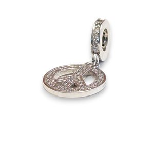 Sterling Silver CZ Peace Dangle Charm