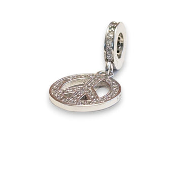 Sterling Silver CZ Peace Dangle Charm