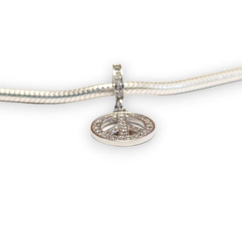 Sterling Silver CZ Peace Dangle Charm