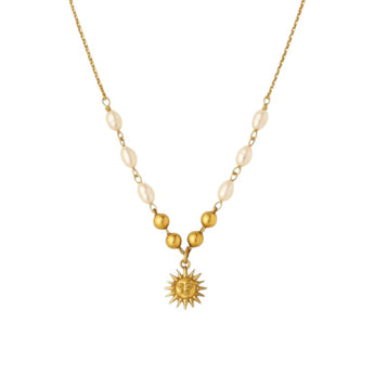 Amnesia Jewellery | Gold Plated Stainless Sunburst Pearl Necklace