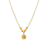 Amnesia Jewellery | Gold Plated Stainless Sunburst Pearl Necklace