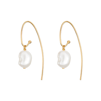 Pearl Drop French Hook Earrings, 14ct Gold Plated, 925 Sterling Silver