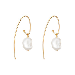 Pearl Drop French Hook Earrings, 14ct Gold Plated, 925 Sterling Silver