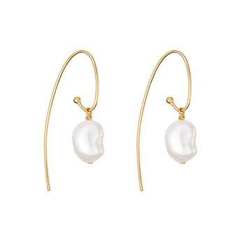 Pearl Drop French Hook Earrings, 14ct Gold Plated, 925 Sterling Silver